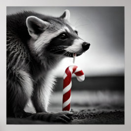 Jul Candy cane Raccoon II Poster