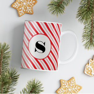 Jul Candy cane Rand Monogram Kaffemugg