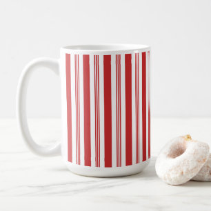 Jul Candy cane Rand, Röda, Vita Kaffemugg