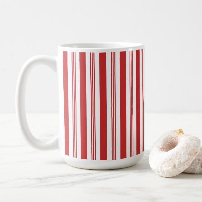 Jul Candy cane Rand, Röda, Vita Kaffemugg (Med munk)
