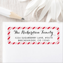 Jul Candy cane Red Rand Mönster Helgdag Returadress Etikett