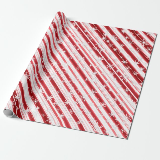 Jul Candy cane Snöflingor Presentpapper (Utrullad)