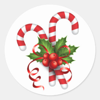 Jul Candy cane Stickers Runt Klistermärke