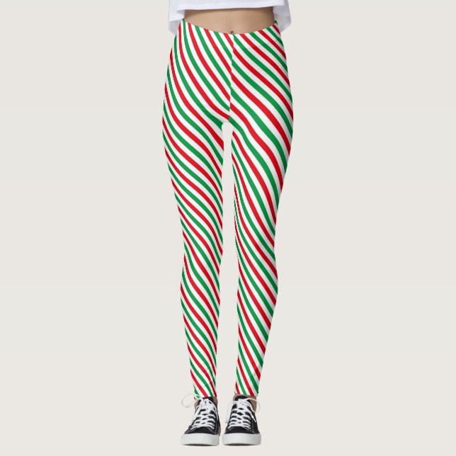 Jul candy cane strandade leggings (Framsida)