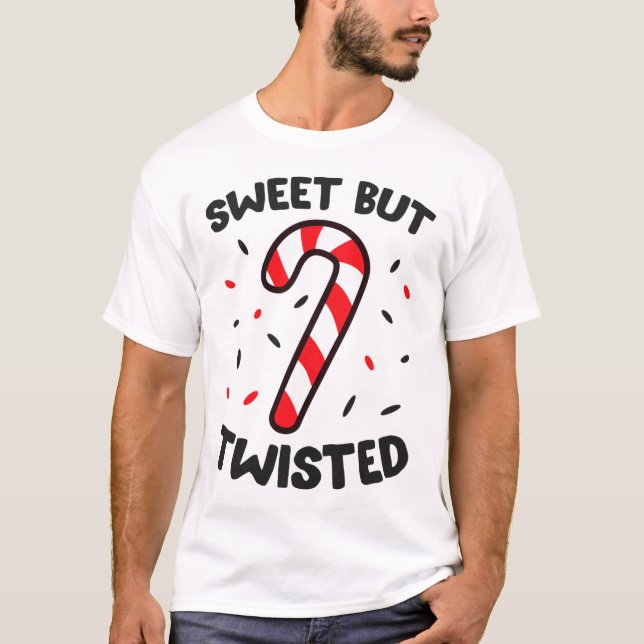 Jul Candy cane Sweet men twittrade T Shirt (Framsida)
