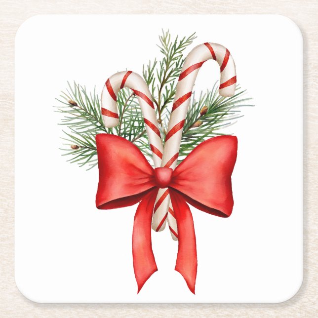 Jul Candy cane Winter Cocktail Napkin Underlägg Papper Kvadrat (Framsidan)