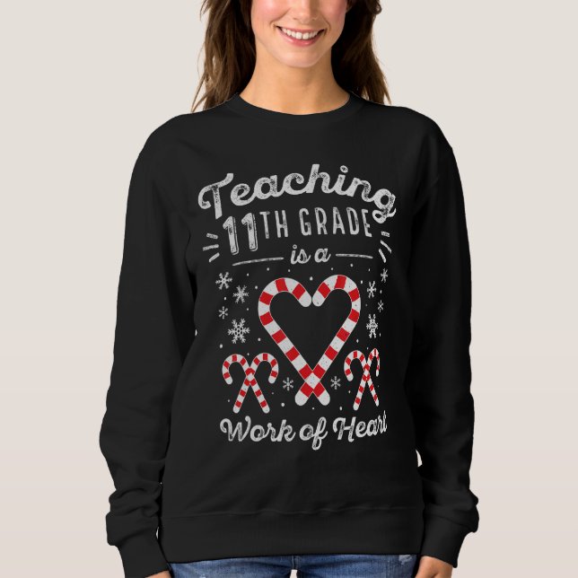 Jul Candy cane Work Heart 11:e Grad T Shirt (Framsida)