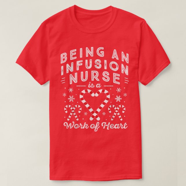 Jul Candy cane Work Heart Women Manar NP Infus T Shirt (Design framsida)