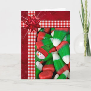 Jul Candy corn med snögubbe Helgkort