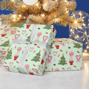 Jul Candy Träd Mönster Presentpapper