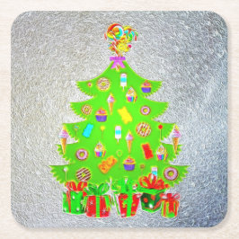 Jul Candy Träd Underlägg Papper Kvadrat