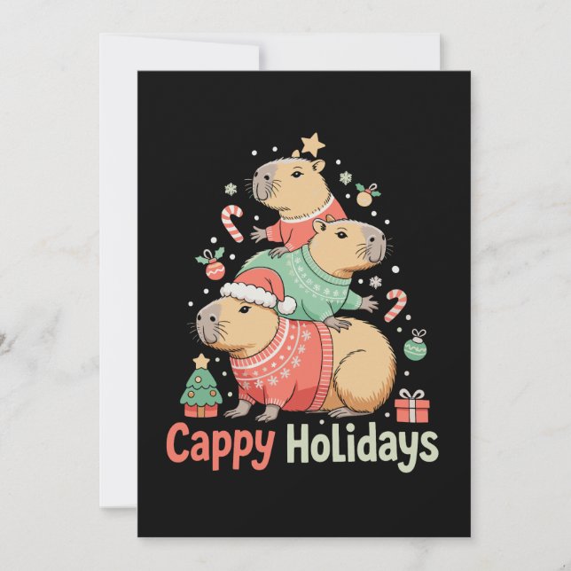 Jul Cappy Kapybara Xmas Träd Högtids Säsong Julkort (Framsida)