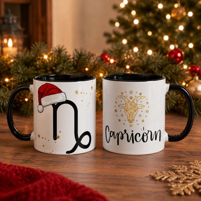 Jul Capricorn Zodiakus Tomtehatt Mugg (Skapare uppladdad)