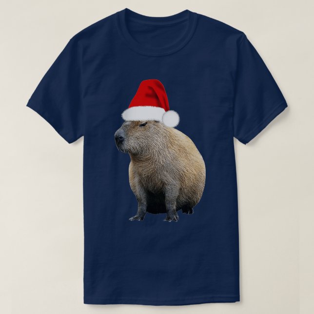 Jul Capybara Santa Hat T Shirt (Design framsida)