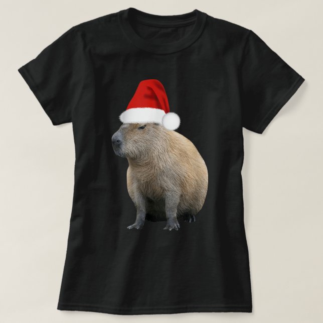 Jul Capybara Santa Hat T Shirt (Design framsida)