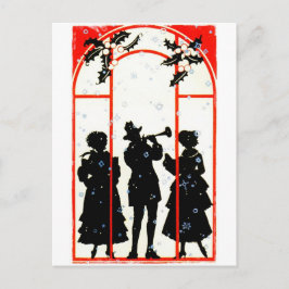 Jul Carolers Silhouette 1920 Helg Vykort