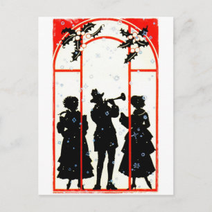 Jul Carolers Silhouette 1920 Helg Vykort