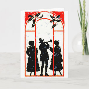 Jul Carolers Silhouette 1920 Helgkort