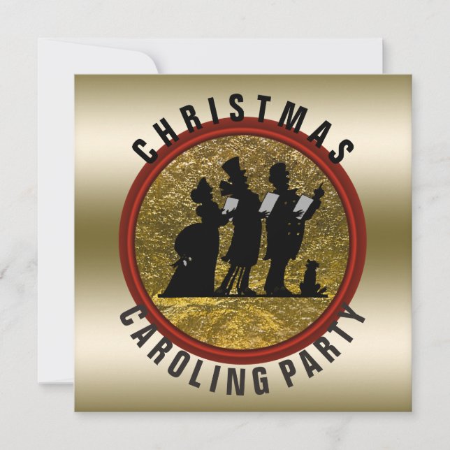 Jul Caroling Black Guld Red Inbjudningar (Framsida)