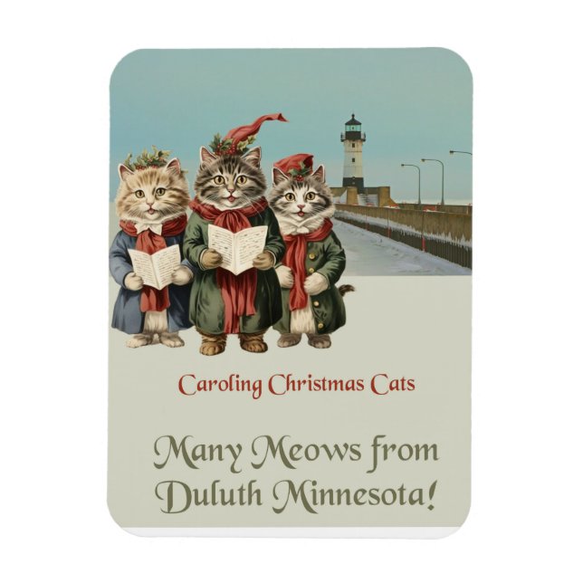 Jul Caroling Cats Duluth Minnesota Magnet (Vertikal)