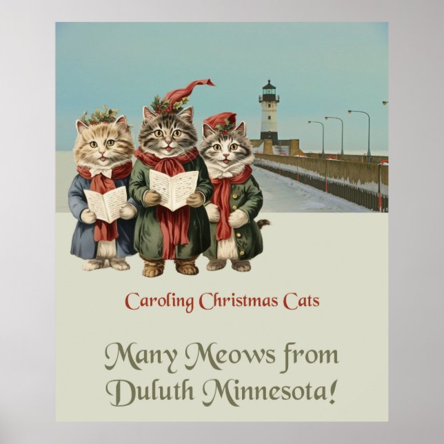 Jul Caroling Cats Duluth Minnesota Poster (Framsidan)