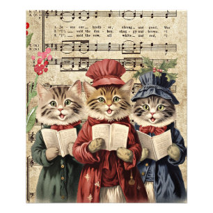 Jul Caroling Cats Fototryck