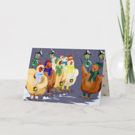 Jul Caroling Chickens kort! Helgkort