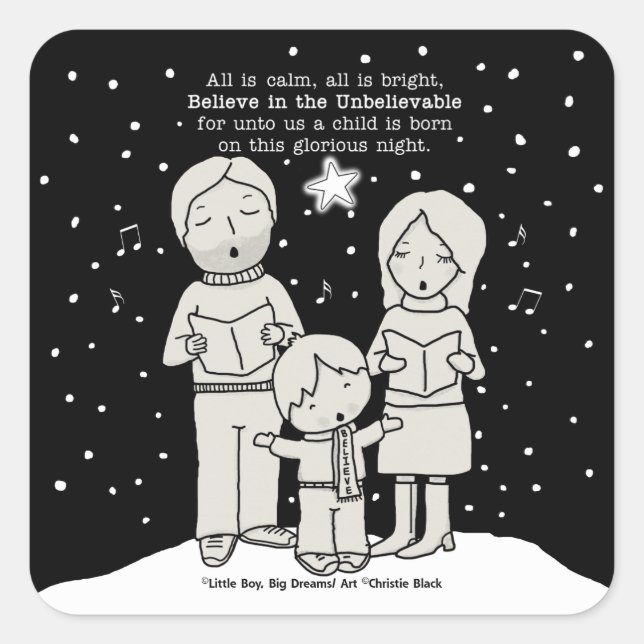 Jul Caroling Fyrkantigt Klistermärke (Framsida)