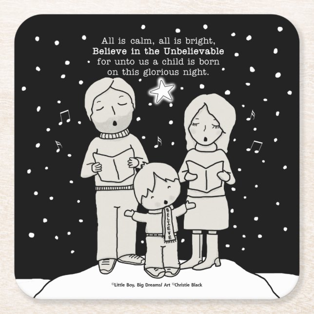 Jul Caroling Underlägg Papper Kvadrat (Framsidan)