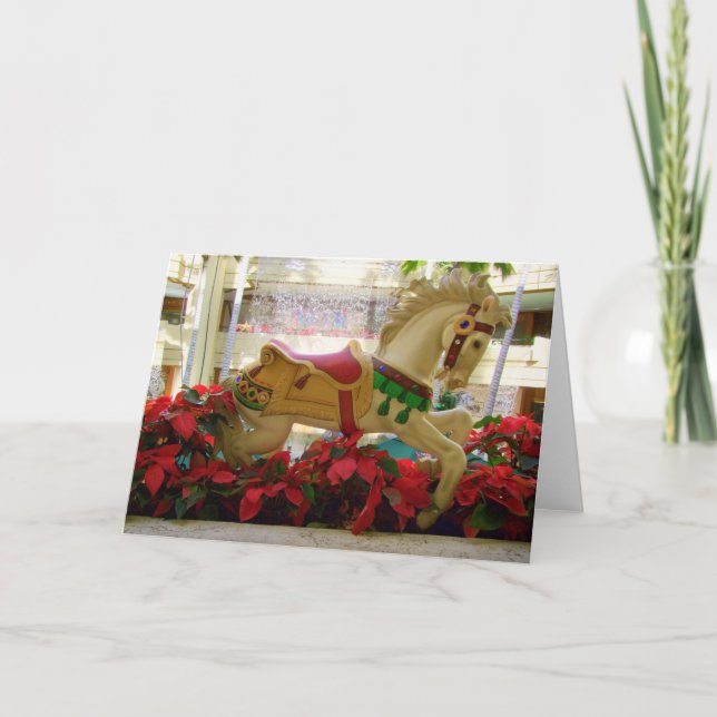 Jul Carousel Horse - 1 Helgkort (Framsida)