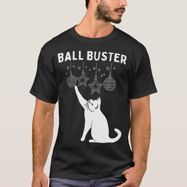 Jul Cat Boll Buster Julafton Ornaments Funny T Shirt (Framsida)