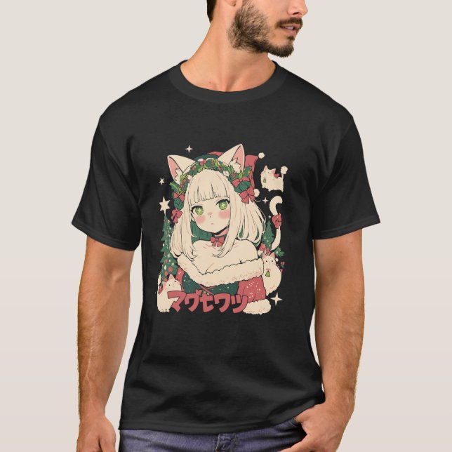Jul Cat Girl Anime Waifu Kawaii Japan Holida T Shirt (Framsida)