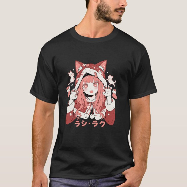 Jul Cat Girl Anime Waifu Kawaii Japan Holida T Shirt (Framsida)
