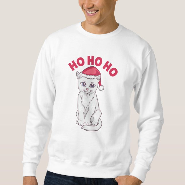 Jul Cat Ho Ho Ho Ho Lång Ärmad Tröja (Framsida)