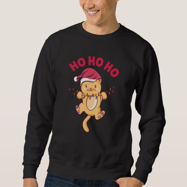 Jul Cat Ho Ho Ho Ho Lång Ärmad Tröja (Framsida)