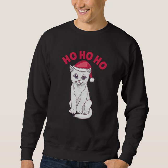 Jul Cat Ho Ho Ho Ho Lång Ärmad Tröja (Framsida)
