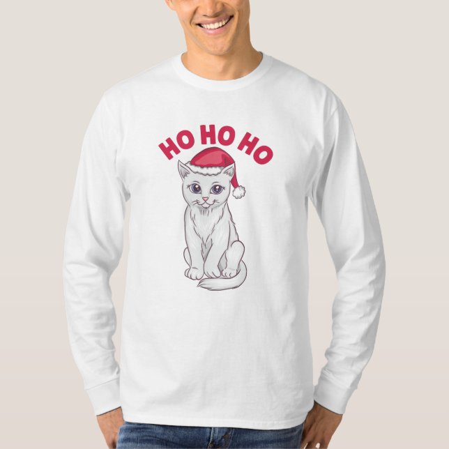 Jul Cat Ho Ho Ho Ho T Shirt (Framsida)
