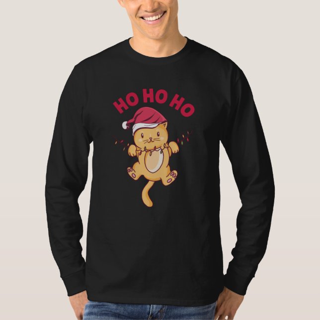 Jul Cat Ho Ho Ho Ho T Shirt (Framsida)
