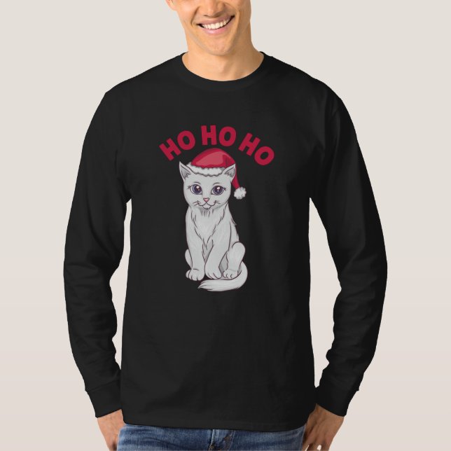 Jul Cat Ho Ho Ho Ho T Shirt (Framsida)