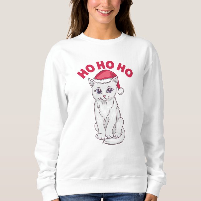 Jul Cat Ho Ho Ho Ho T Shirt (Framsida)