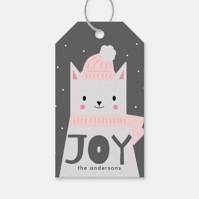 Jul Cat JOY-Anpassningsbar Presentetikett (Framsidan)