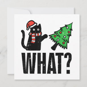 Jul Cat Tipping Julafton Träd Funny Inbjudningar