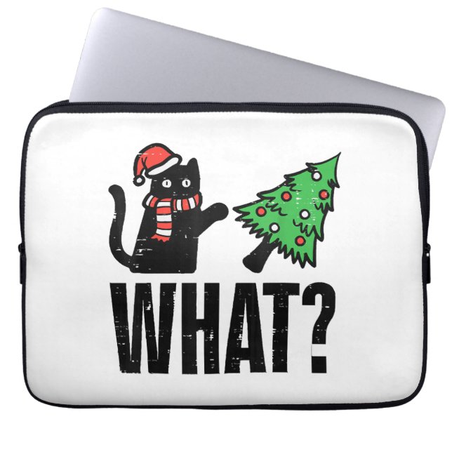 Jul Cat Tipping Julafton Träd Funny Laptop Fodral (Framsidan)