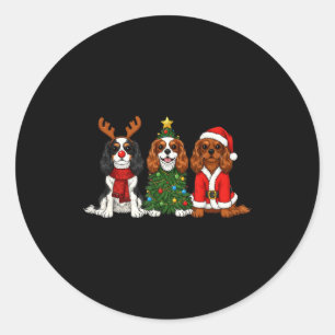 Jul Cavalier King Charles Spaniel Santa Ren Runt Klistermärke