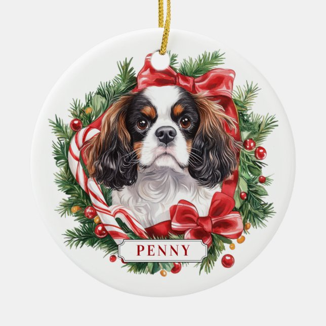 Jul Cavalier Kung Charles Hund Ornament (Framsidan)