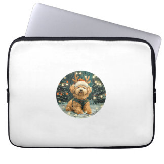 Jul Cavapoo Reindeer Hund Santa Hat Cute Holi Laptop Fodral