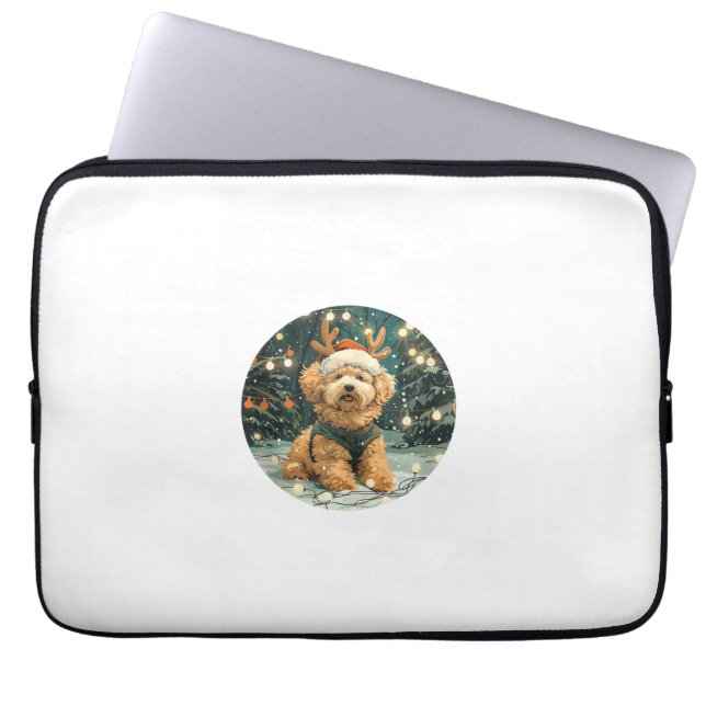 Jul Cavapoo Reindeer Hund Santa Hat Cute Holi Laptop Fodral (Framsidan)