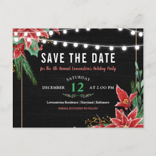Jul Chalkboard Spara Datum Poinsettia Meddelande Vykort