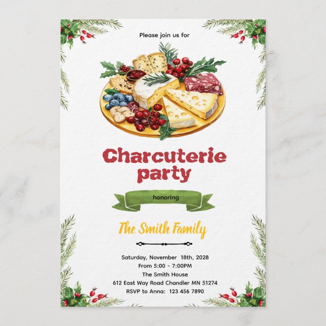 Jul Charcuterie festin inbjudan (Framsida)