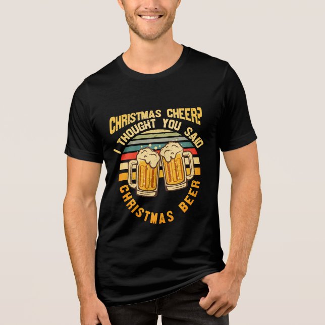 Jul Cheer Beer Funny Retro Festive Helgdag T Shirt (Framsida)